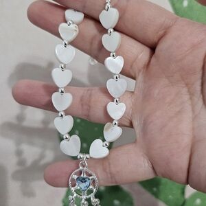 heart shell bracelet with charm